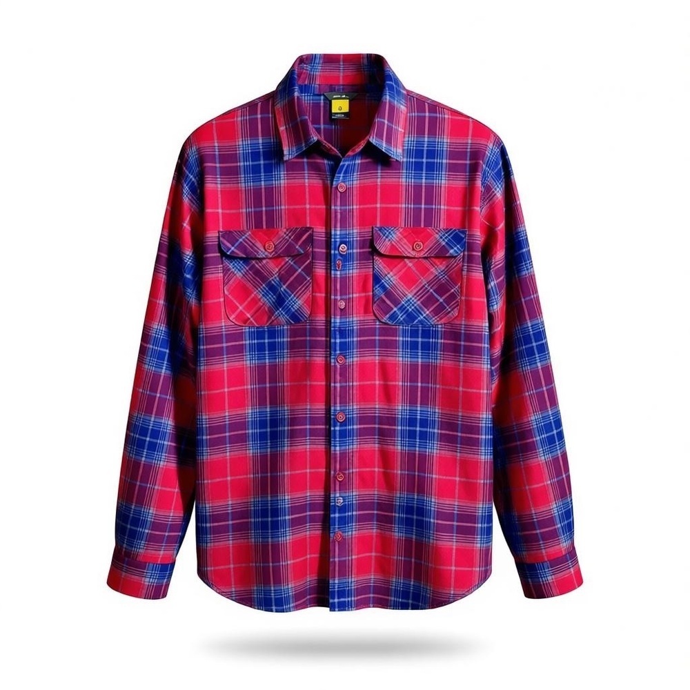 Eddie Bauer Large Women’s Cozy Fall Winter Plaid Flannel Red Purple Button Ski